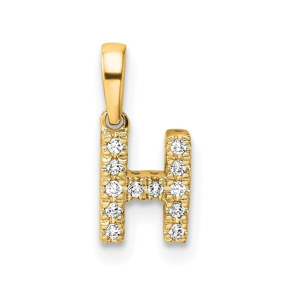 Kazi Luxury 14k Yellow Gold Diamond Letter H Initial with Bail Pendant